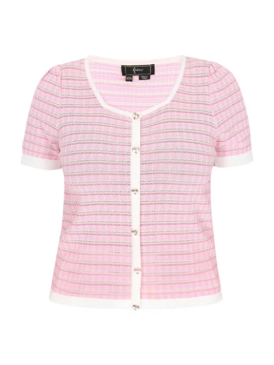 Foto van product faina Gebreid vest rosé / zilver / wit