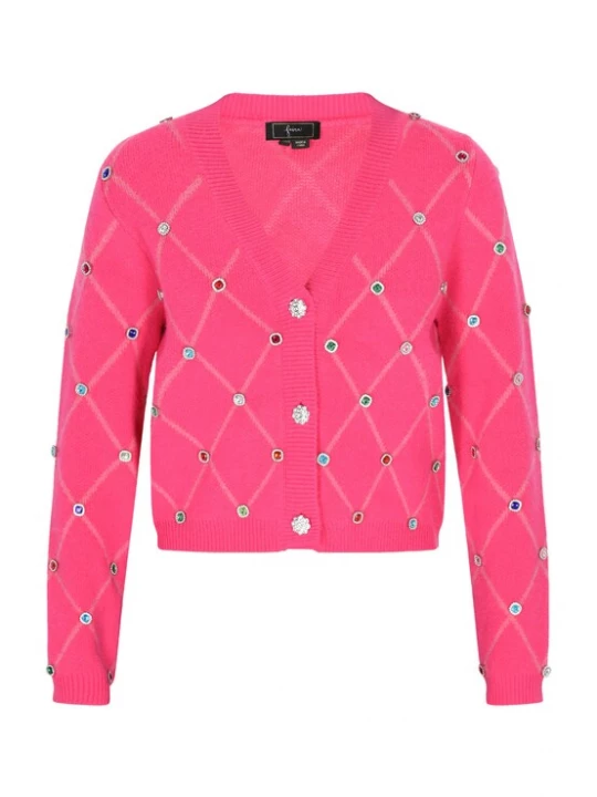 Foto van product faina Gebreid vest royal blue / koningsblauw / fuchsia / donkerrood / zilver