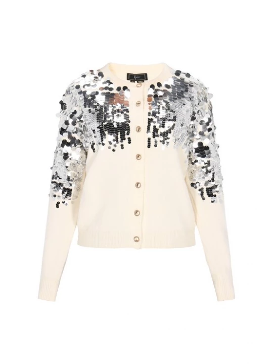 Foto van product faina Gebreid vest zilver / offwhite