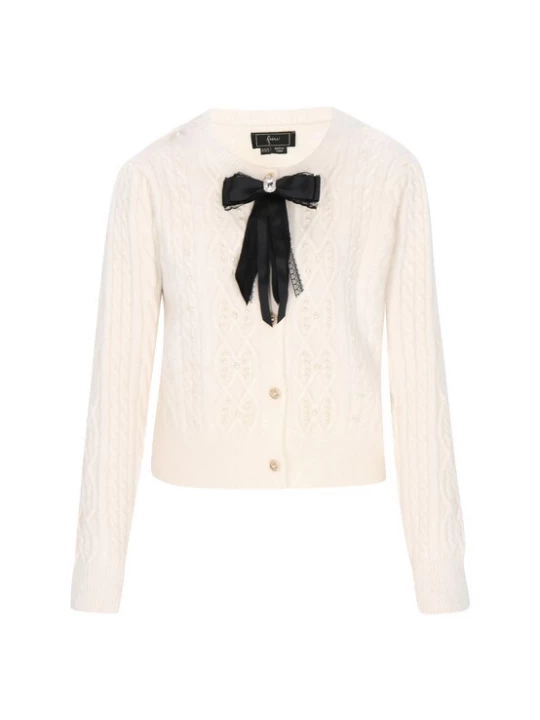 Foto van product faina Gebreid vest zwart / offwhite