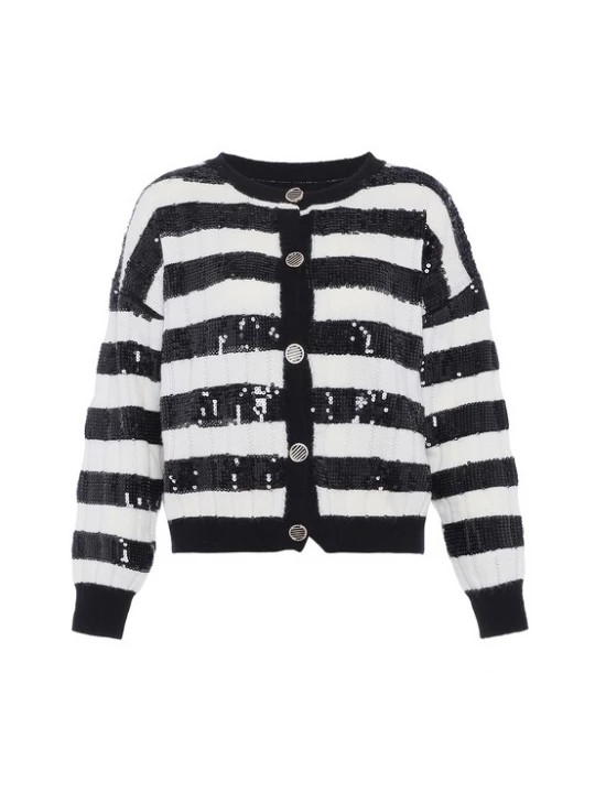 Foto van product faina Gebreid vest zwart / offwhite