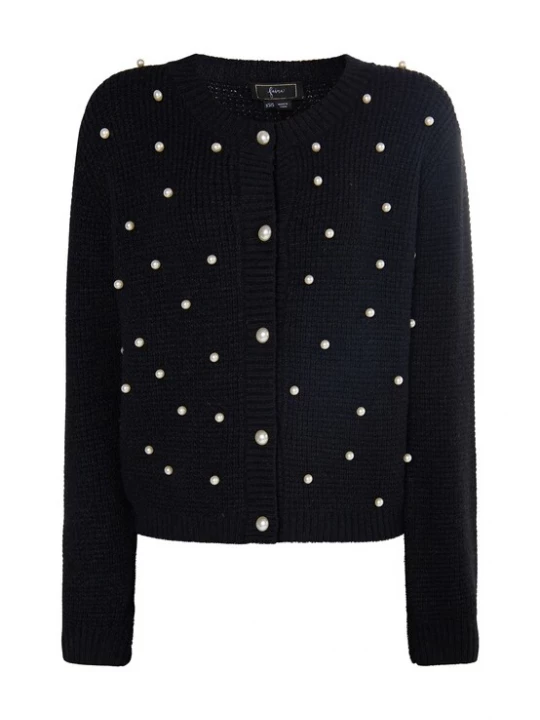 Foto van product faina Gebreid vest zwart / parelwit