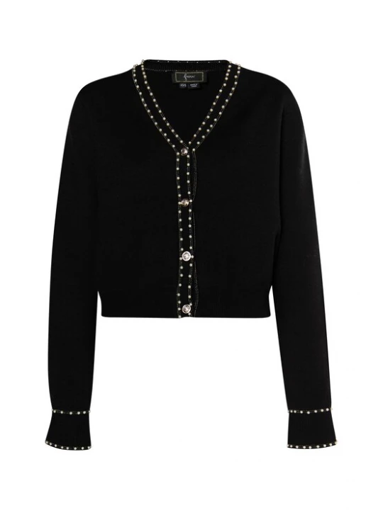 Foto van product faina Gebreid vest zwart / parelwit