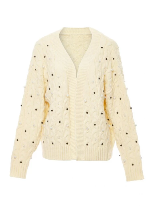 Foto van product faina Gebreid vest zwart / parelwit / wolwit