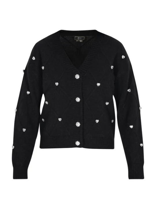 Foto van product faina Gebreid vest zwart / transparant