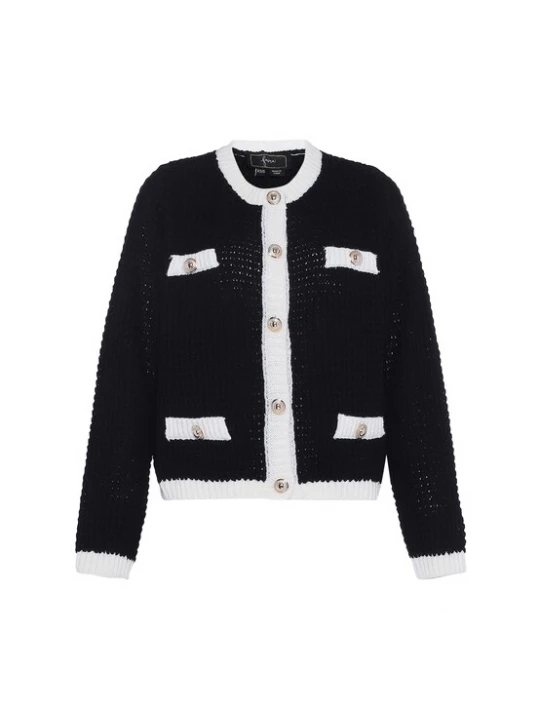 Foto van product faina Gebreid vest zwart / wit