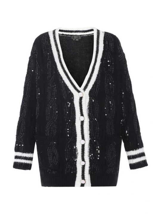 Foto van product faina Gebreid vest zwart / wit