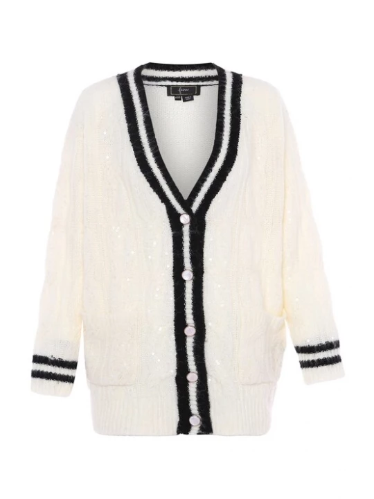 Foto van product faina Gebreid vest zwart / wolwit