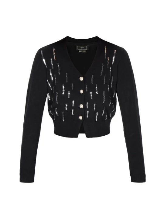 Foto van product faina Gebreid vest zwart / zilver