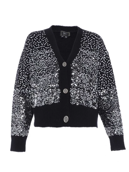 Foto van product faina Gebreid vest zwart / zilver