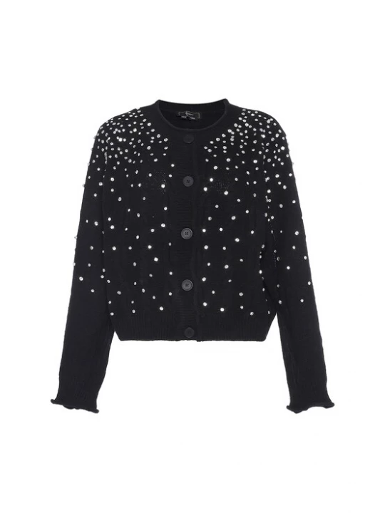 Foto van product faina Gebreid vest zwart / zilver