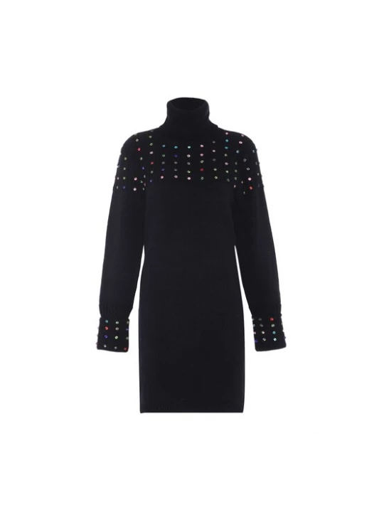 Foto van product faina Gebreide jurk blauw / lichtgroen / rosa / zwart
