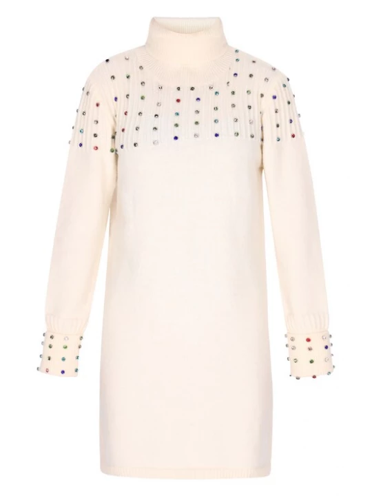 Foto van product faina Gebreide jurk lichtblauw / donkerblauw / lila / wolwit