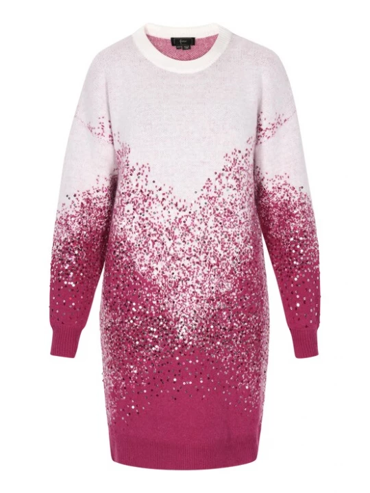 Foto van product faina Gebreide jurk magenta / zilver / wolwit