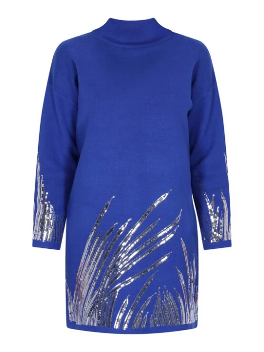 Foto van product faina Gebreide jurk royal blue / koningsblauw / zilver