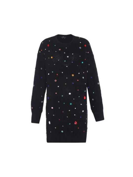 Foto van product faina Gebreide jurk turquoise / rood / zwart / zilver
