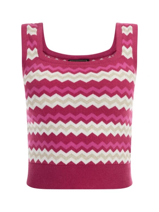 Foto van product faina Gebreide top beige / fuchsia / donkerroze / wit