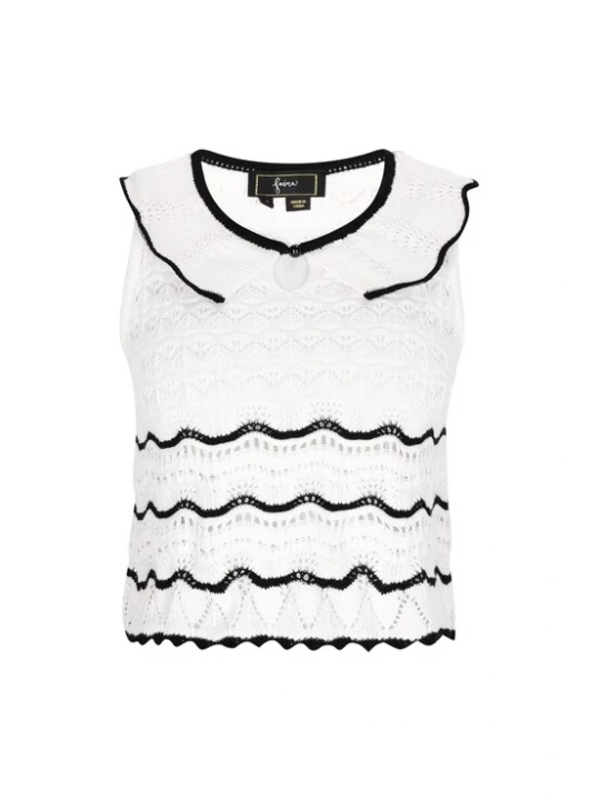 Foto van product faina Gebreide top 'Fashion Look' zwart / offwhite