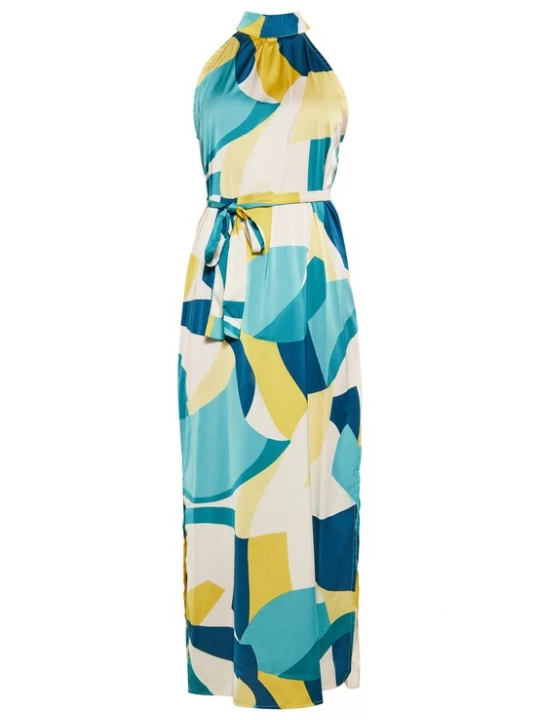 Foto van product faina Jurk blauw / cyaan blauw / oker / wit