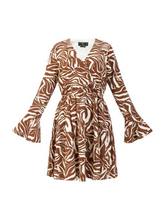 Foto van product faina Jurk donkerbruin / wit