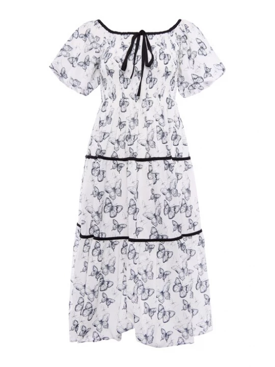 Foto van product faina Jurk donkerlila / offwhite