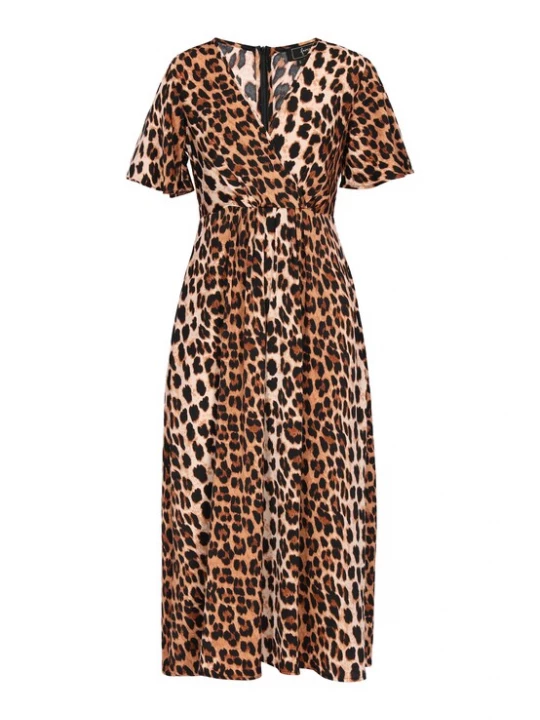 Foto van product faina Jurk 'Festive' beige / bruin / lichtbruin / zwart