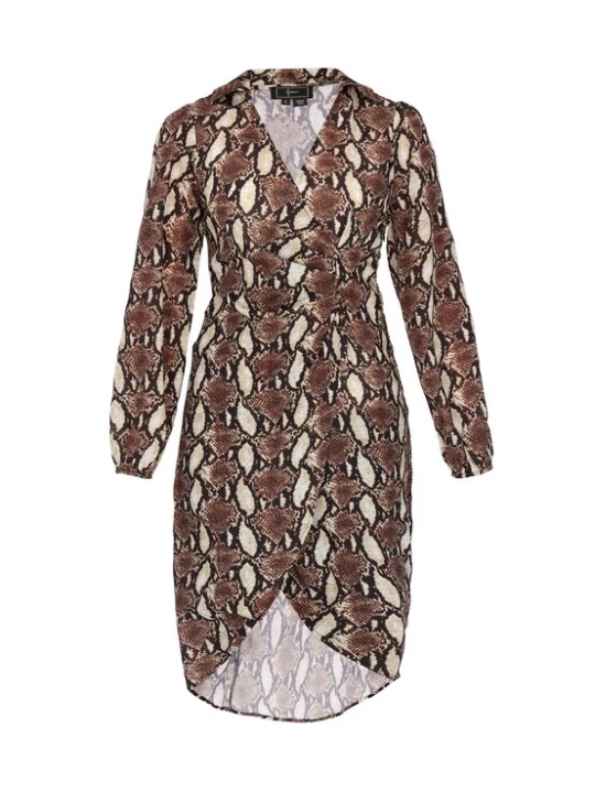 Foto van product faina Jurk 'Festive' bruin / kaki / zwart