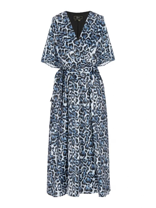 Foto van product faina Jurk 'Festive' cyaan blauw / zwart / wit