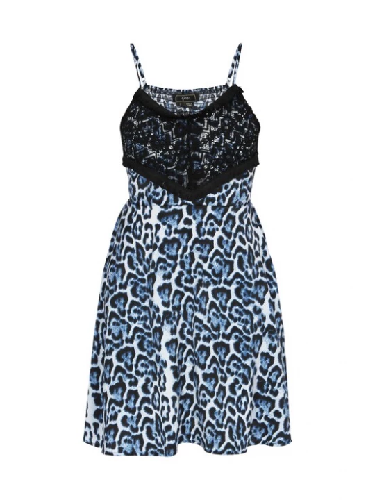 Foto van product faina Jurk 'Festive' lichtblauw / zwart / wit