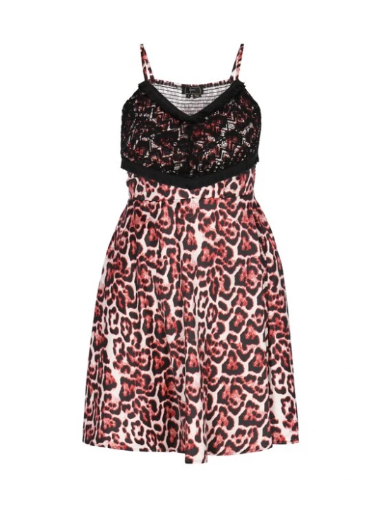 Foto van product faina Jurk 'Festive' rood / pastelrood / zwart / offwhite