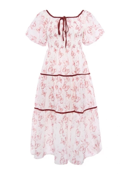 Foto van product faina Jurk wijnrood / offwhite
