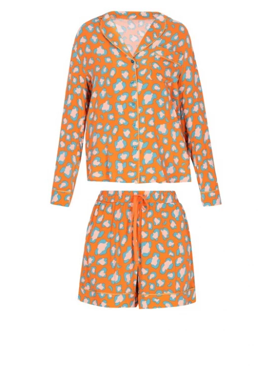 Foto van product Fouline Korte pyjama azuur / oranje / perzik