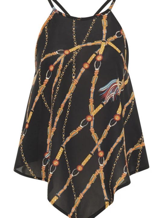 Foto van product faina Top goudgeel / oranje / merlot / zwart