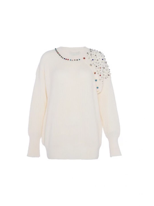 Foto van product faina Trui blauw / knalrood / wolwit
