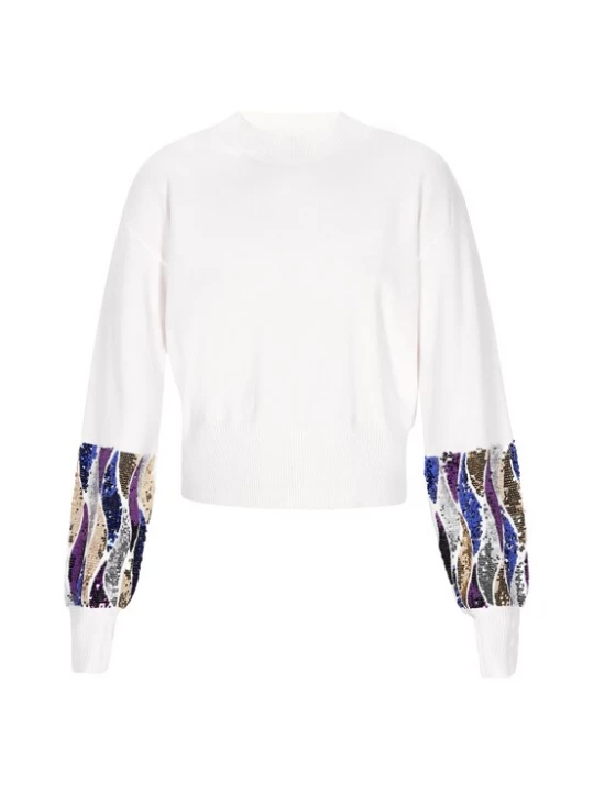 Foto van product faina Trui blauw / lila / zilver / wit