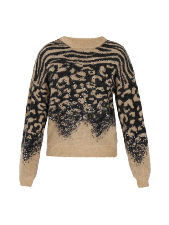 Foto van product faina Trui camel / mokka / zwart