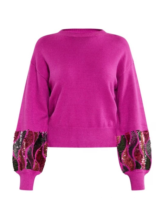Foto van product faina Trui donkergroen / magenta / donkerrood / zilver
