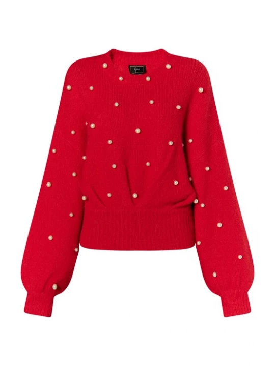 Foto van product faina Trui 'Dulcey' rood / parelwit