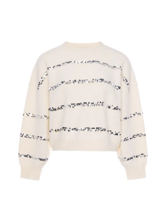 Foto van product faina Trui 'Festive' zilver / offwhite
