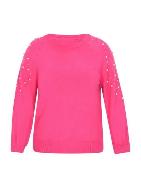 Foto van product faina Trui fuchsia / parelwit