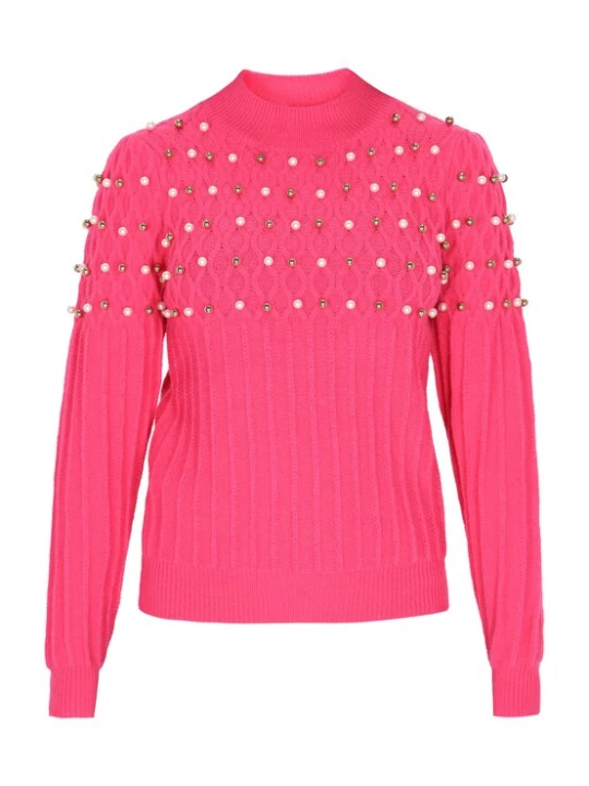 Foto van product faina Trui goud / fuchsia / parelwit