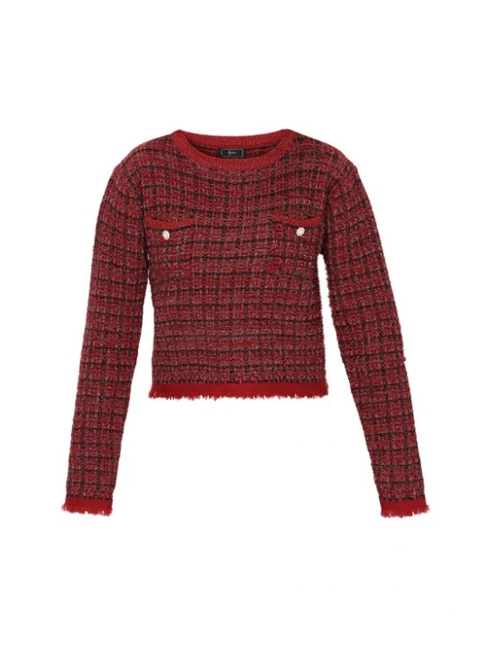 Foto van product faina Trui rood gemêleerd / zwart gemêleerd