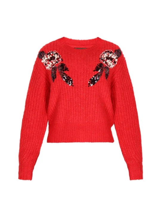 Foto van product faina Trui rood / zwart / parelwit