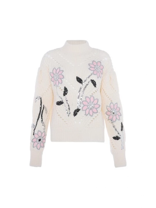 Foto van product faina Trui rosa / zwart / zilver / wolwit