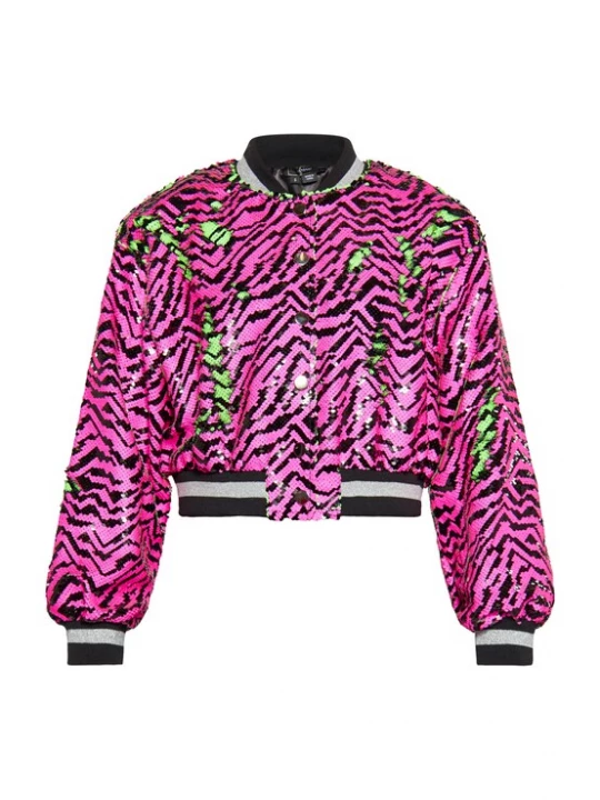 Foto van product faina Tussenjas zilvergrijs / grasgroen / pink / zwart