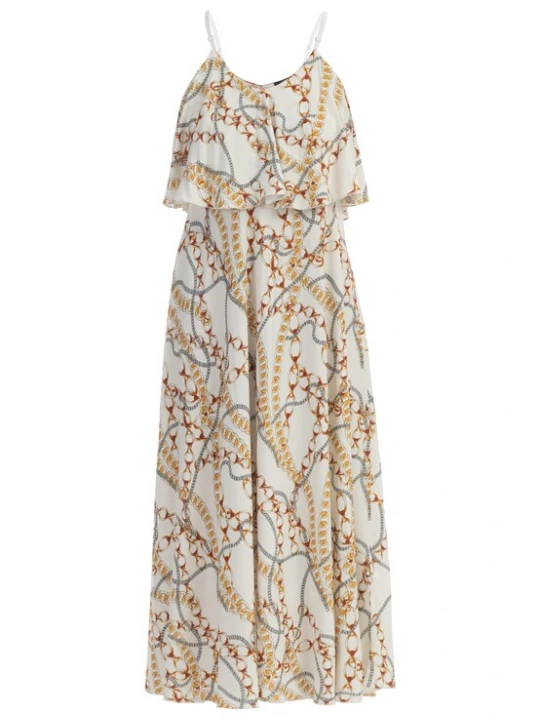 Foto van product faina Zomerjurk bruin / grijs / oranje / wit