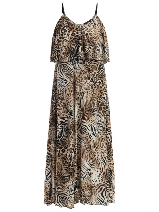 Foto van product faina Zomerjurk camel / zwart / wit
