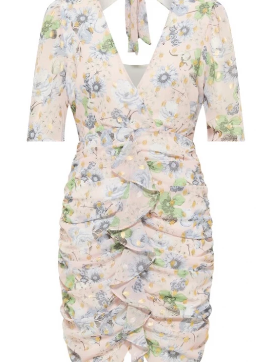 Foto van product faina Zomerjurk 'Koosh' pastelblauw / grijs / lichtgroen / poederroze