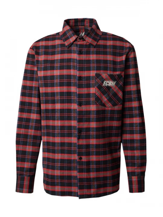 Foto van product FCBM Overhemd 'Aras' blauw gemêleerd / bruin / watermeloen rood / zwart