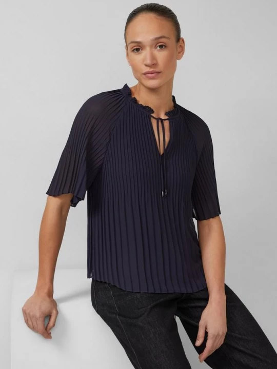 Foto van product Feestelijke chiffon blouse met plooien en ruches s.Oliver blauw